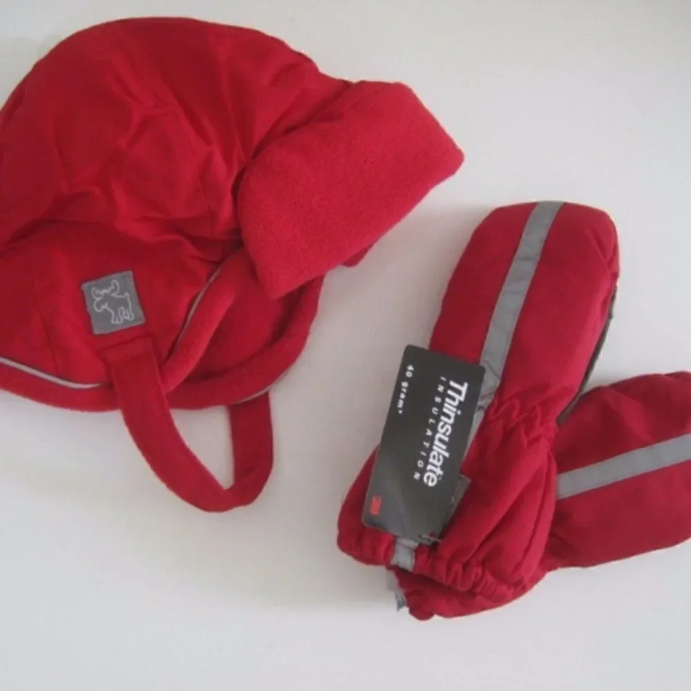 FADED GLORY Girl Hat & Mittens 2 - 5T Red New